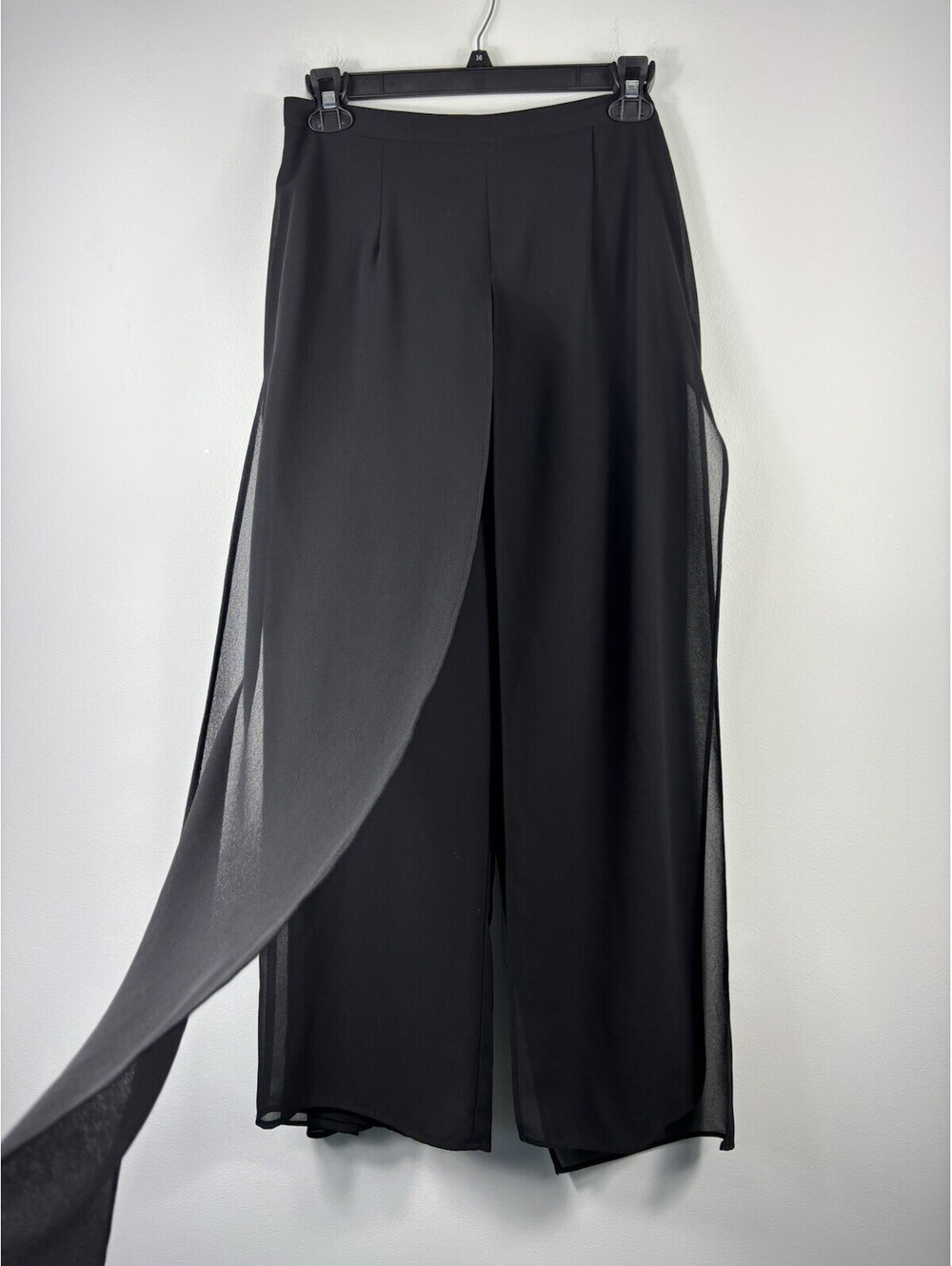 Dressbarn Wide-Leg Palazzo Pants Sheer Chiffon Split-Front Overlay Sz 14